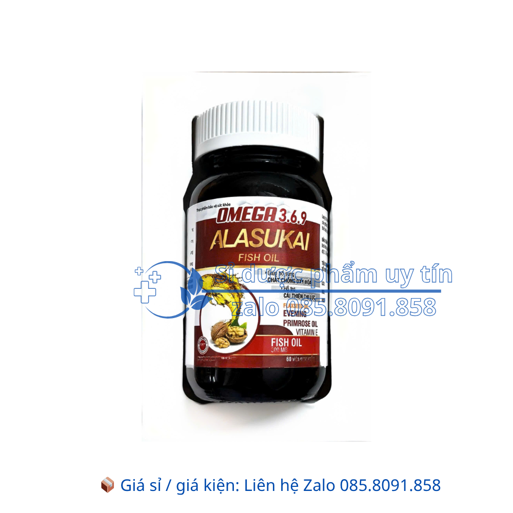 Viên uống Omega 3.6.9 Alasukai Fish Oilv giúp bổ sung chất chống oxy hóa, hỗ trợ giảm cholesterol máu hộp 60 viên