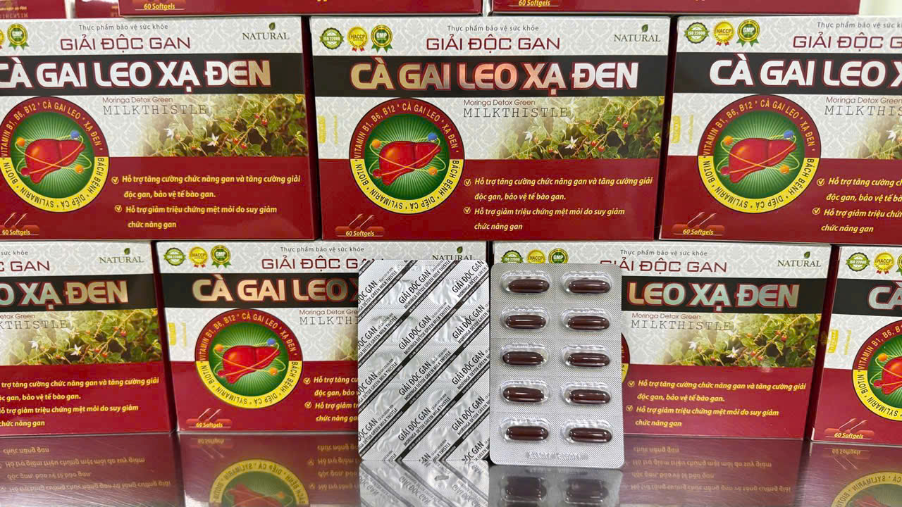 (Mua Sỉ Liên Hệ Zalo) Viên uống Giải Độc Gan Cà Gai Leo Xạ Đen Hộp Màu Đỏ giúp thanh nhiệt, giải độc gan và bảo vệ gan hộp 60 viên