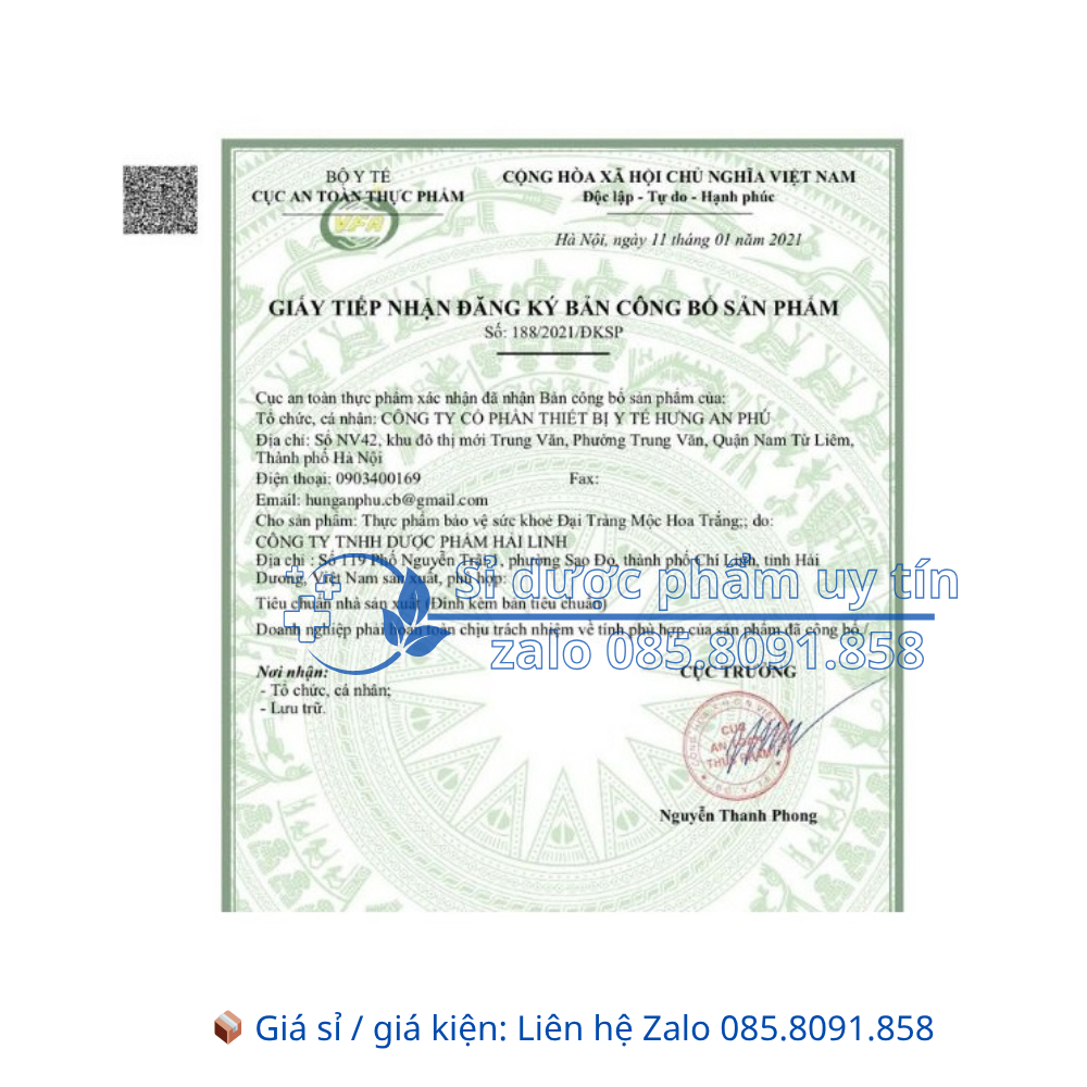 Viên uống đại tràng Mộc Hoa Trắng giảm đau bụng giúp tiêu hóa khỏe ngăn ngừa đại tràng nặng hộp 30 viên