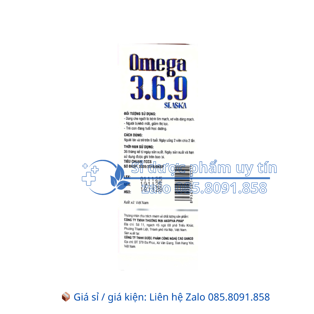 Viên uống Omega 3.6.9 Slaska Fish Oil 500mg giúp  tăng cường thị lực, tốt cho tim mạch hộp 100 viên