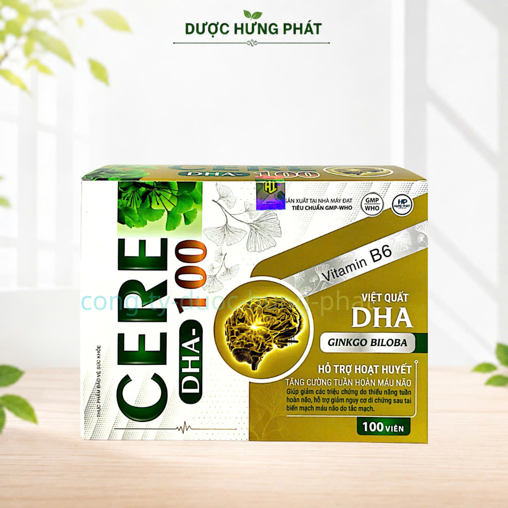 Viên uống bổ não Cere DHA – 100 giúp hoạt huyết, tăng cường tuần hoàn máu não hộp 100 viên