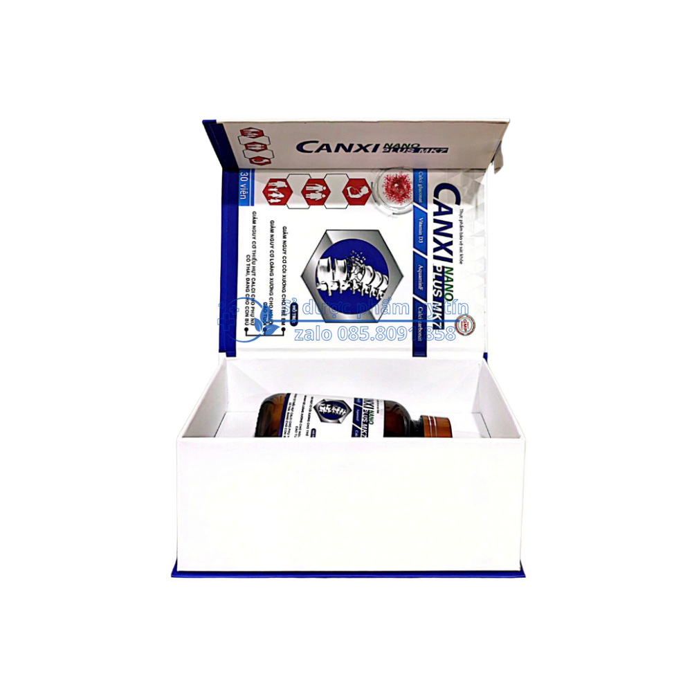 Viên uống Canxi Nano Plus MK7 giúp bổ sung Calci, vitamin D3, K2 (MK7), phát triển chiều cao cho trẻ em, giảm nguy cơ còi xương hộp 30 viên