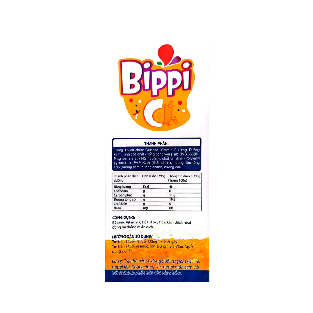 Bippi C giúp bổ sung Vitamin C, tăng đề kháng hộp 35 gói