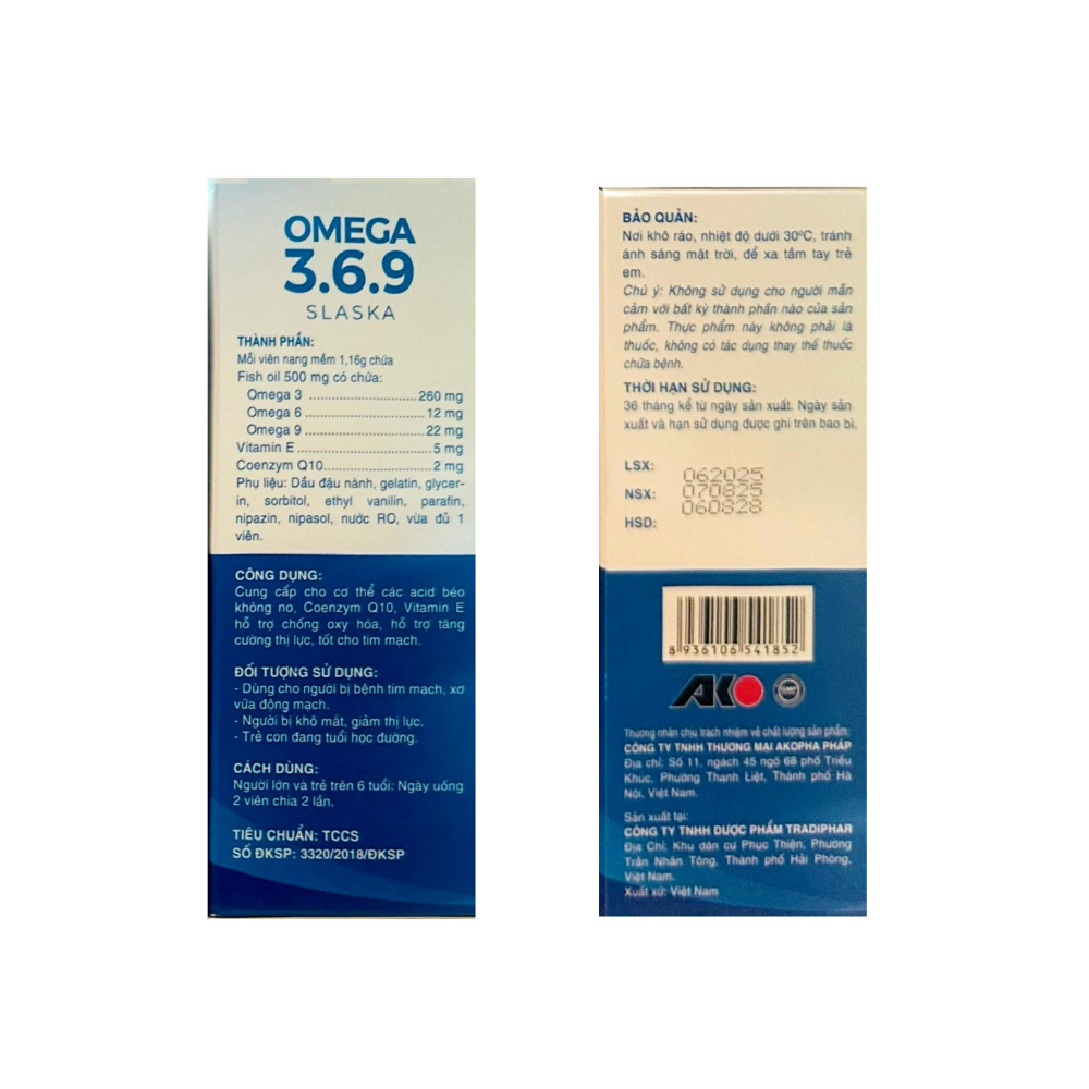 Omega 3.6.9 Slaska giúp tăng cường thị lực, tốt cho tim mạch hộp 60 viên