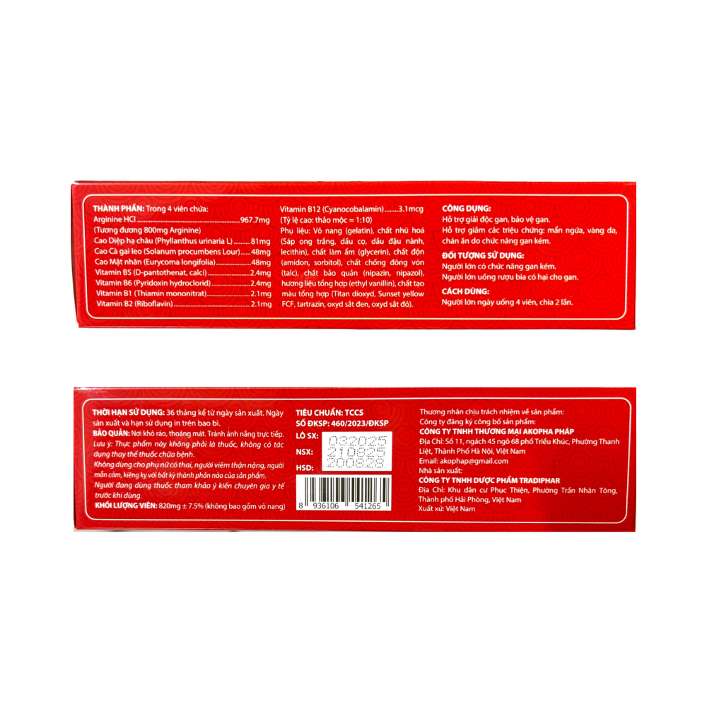 Viên uống Arginine 800 Plus giúp giải độc gan, bảo vệ gan hộp 60 viên