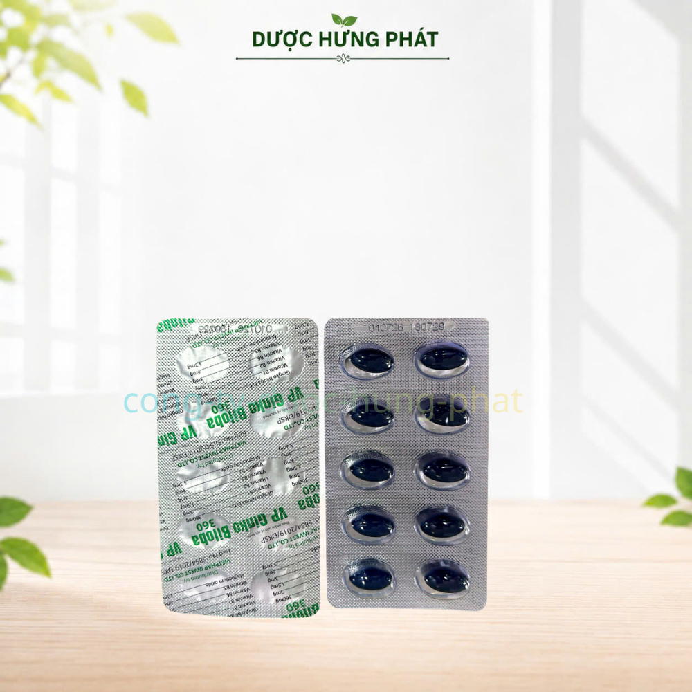 Viên uống bổ não VP Ginko Biloba 360 Hộp Đỏ giúp tăng cường tuần hoàn não, giảm các triệu chứng thiểu năng tuần hoàn não hộp 100 viên