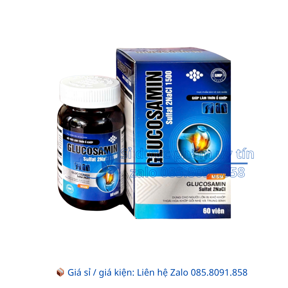 Viên uống Glucosamin Sulfat 2NaCl 1500 giúp làm trơn ổ khớp, giúp khớp vận động linh hoạt hộp 60 viên