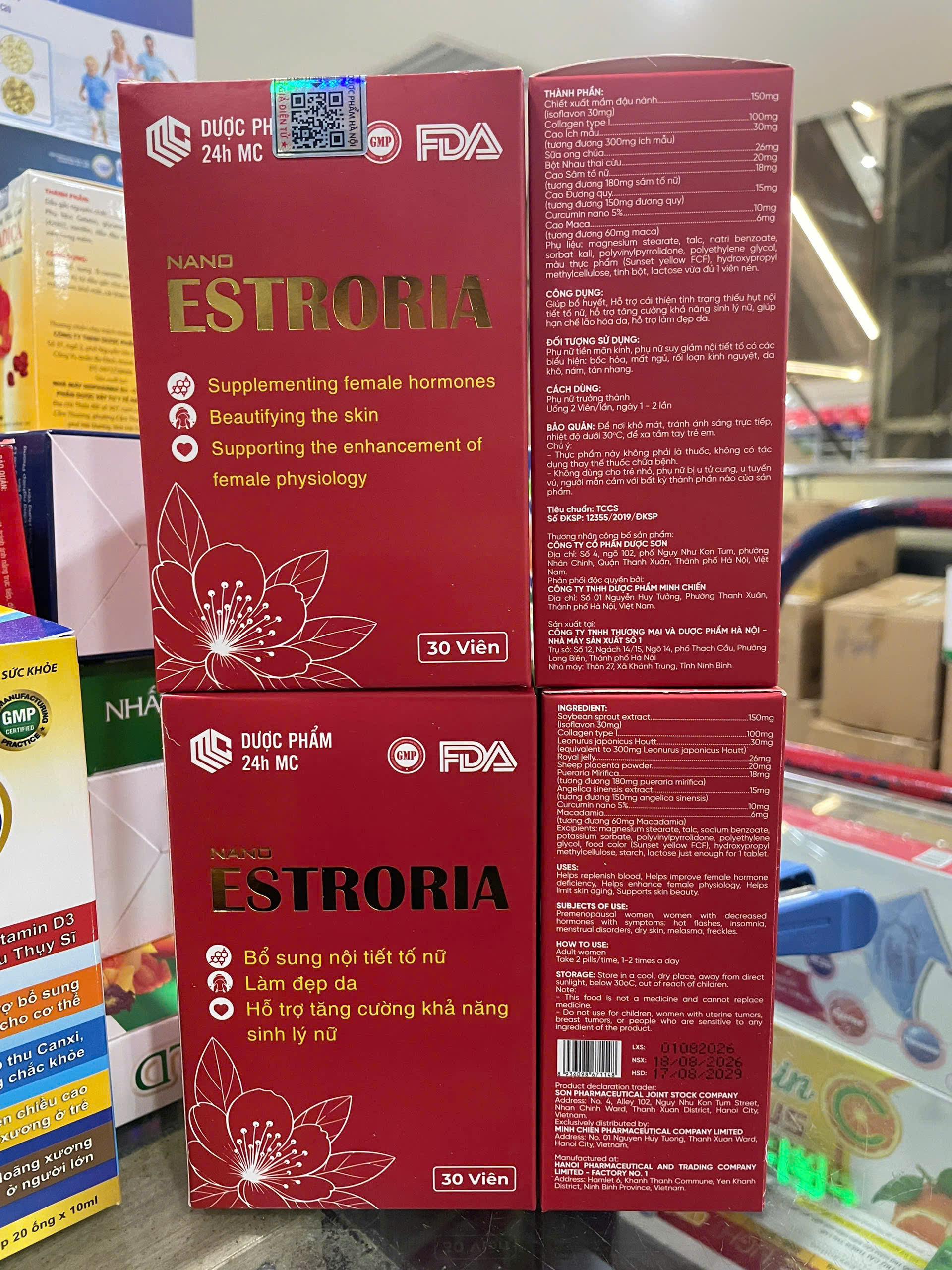 Viên uống Nano Estroria giúp tăng nội tiết, giảm lão hoá da, sáng đẹp da hộp 30 viên