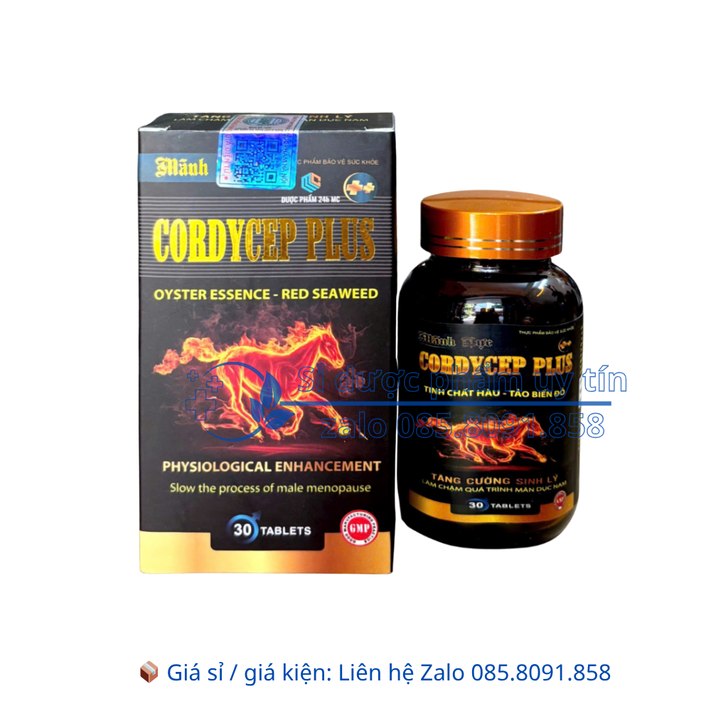 Viên uống Mãnh Lực Cordycep Plus++ giúp bổ thận, dưỡng huyết, cải thiện chức năng sinh lí hộp 30 viên