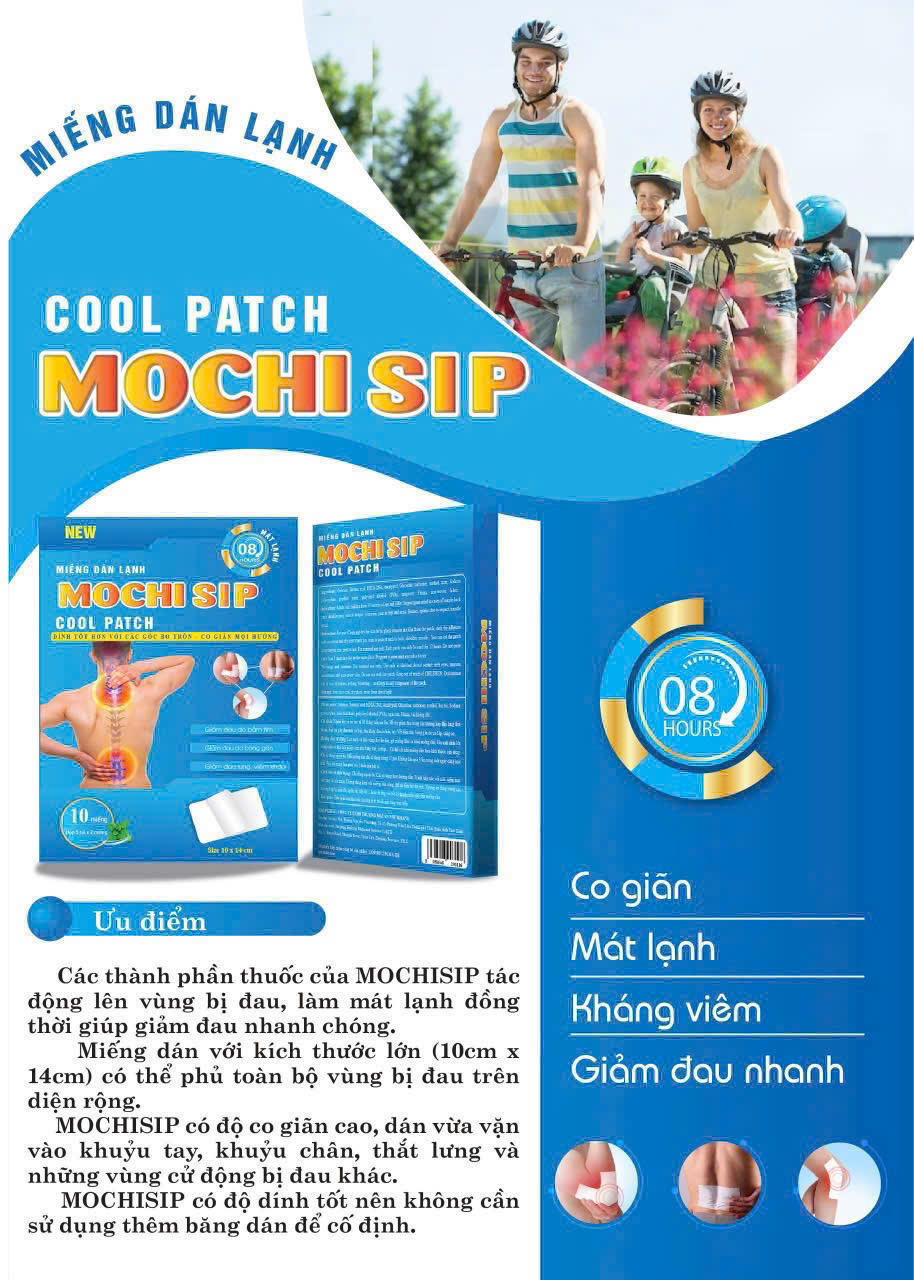 (Mua Sỉ Liên Hệ Zalo) Miếng dán lạnh giảm đau xương khớp Cool Patch Mochi Sip hộp 10 miếng