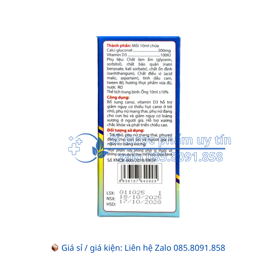 Siro Calcimax D3 giúp xương chắc khỏe và phát triển chiều cao hộp 20 ống
