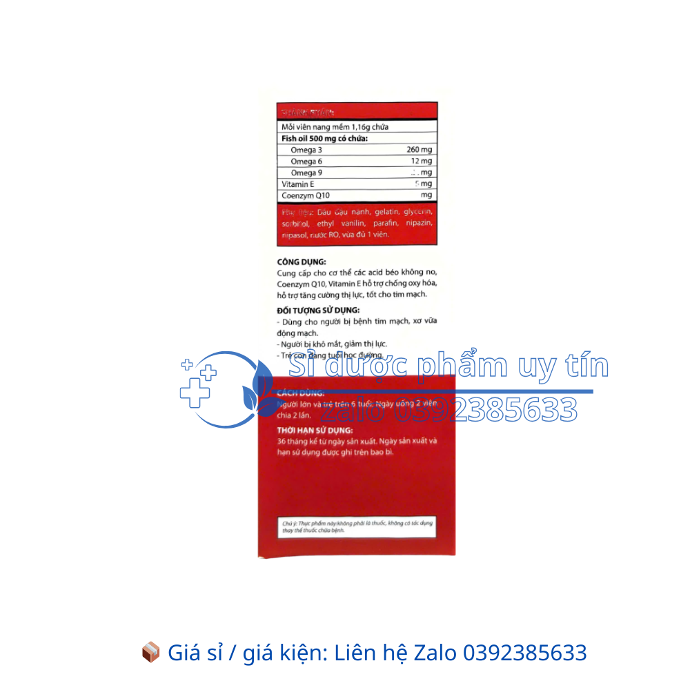 Viên uống Omega 3.6.9 Slaska Fish Oil 500mg giúp tăng cường thị lực, tốt cho tim mạch hộp 60 viên