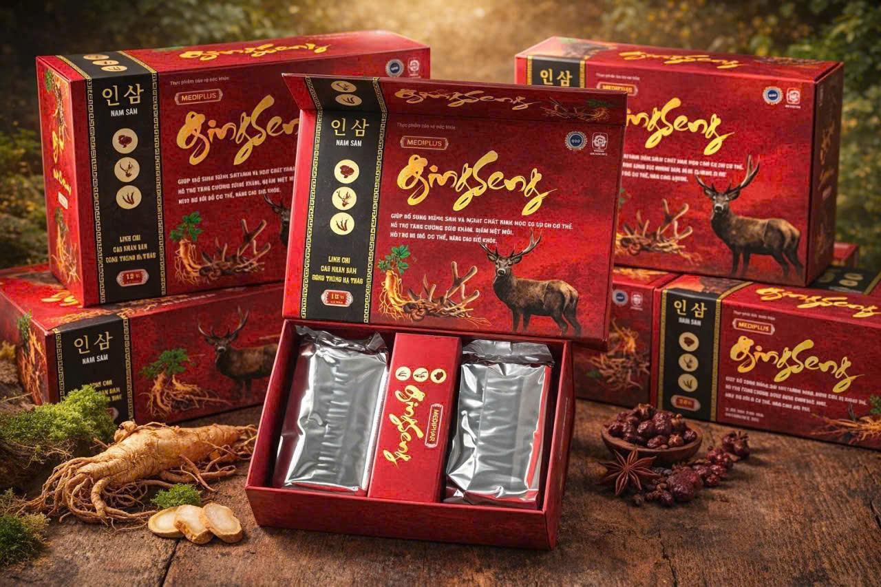 (Mua Sỉ Liên Hệ Zalo) Viên uống bổ sung vitamin cho cơ thể Mediphar Gingseng Nhân Sâm giúp tăng đề kháng, giảm mệt mỏi hộp 60 viên