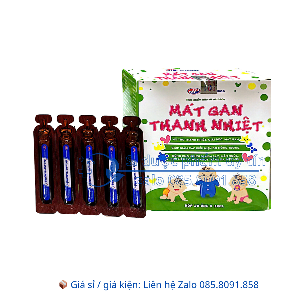 Siro Mát Gan Thanh Nhiệt giúp thanh nhiệt, giải độc, mát gan hộp 20 ống