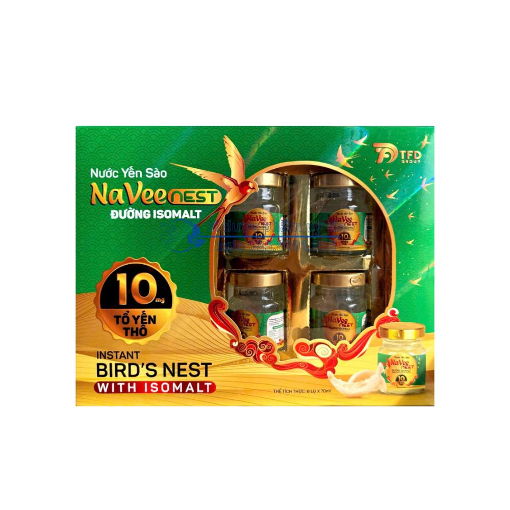 Nước Yến Sào Naveenest Đường Isomalt giúp bồi bổ cơ thể, tăng cường sức khoẻ hộp 6 lọ
