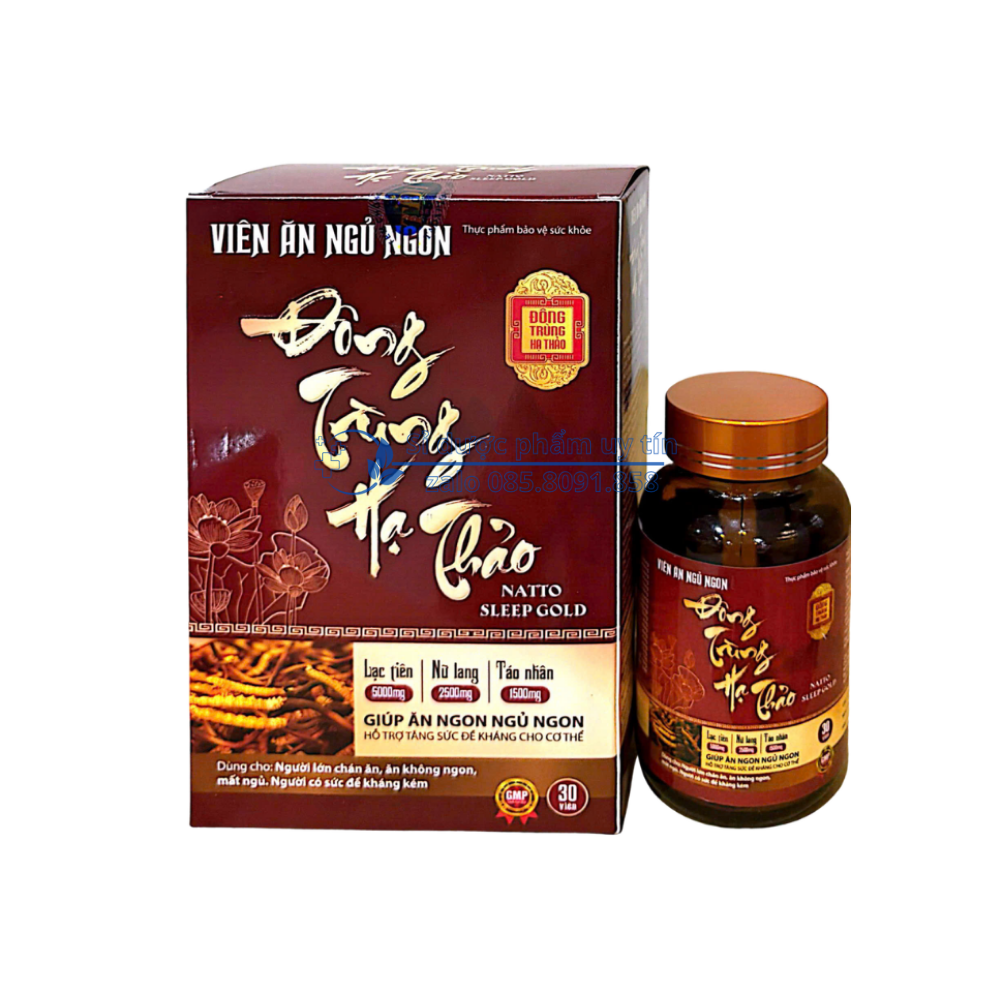 Viên ăn ngủ ngon Đông Trùng Hạ Thảo Natto Sleep Gold giúp ăn ngon ngủ ngon hỗ trợ tăng sức đề kháng cho cơ thể hộp 30 viên
