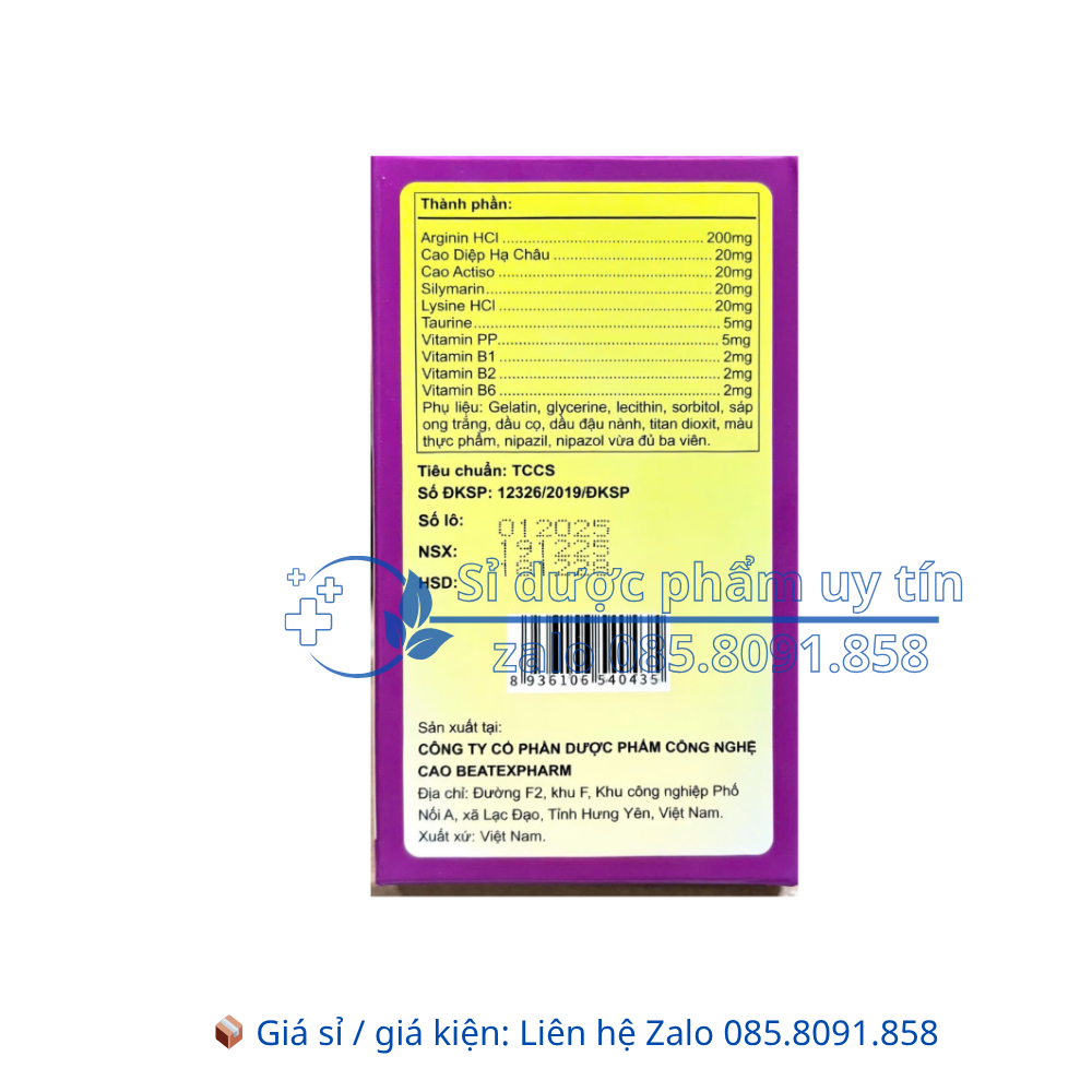 Viên uống bổ gan Silymarin Arginine giúp giải độc gan và bảo vệ gan, hỗ trợ tăng cường chức năng gan hộp 100 viên