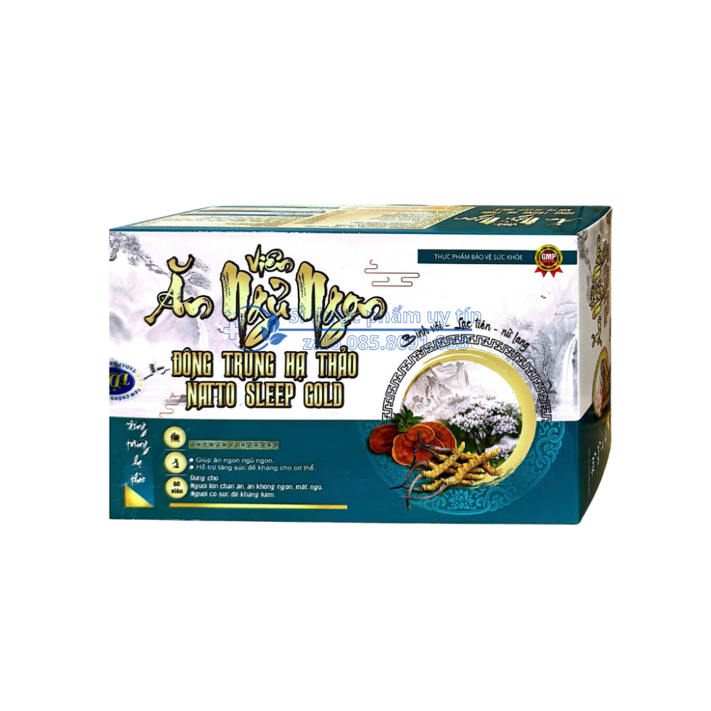 Viên ăn ngủ ngon Đông Trùng Hạ Thảo Natto Sleep Gold giúp ăn ngon ngủ ngon hỗ trợ tăng sức đề kháng cho cơ thể hộp 30 viên