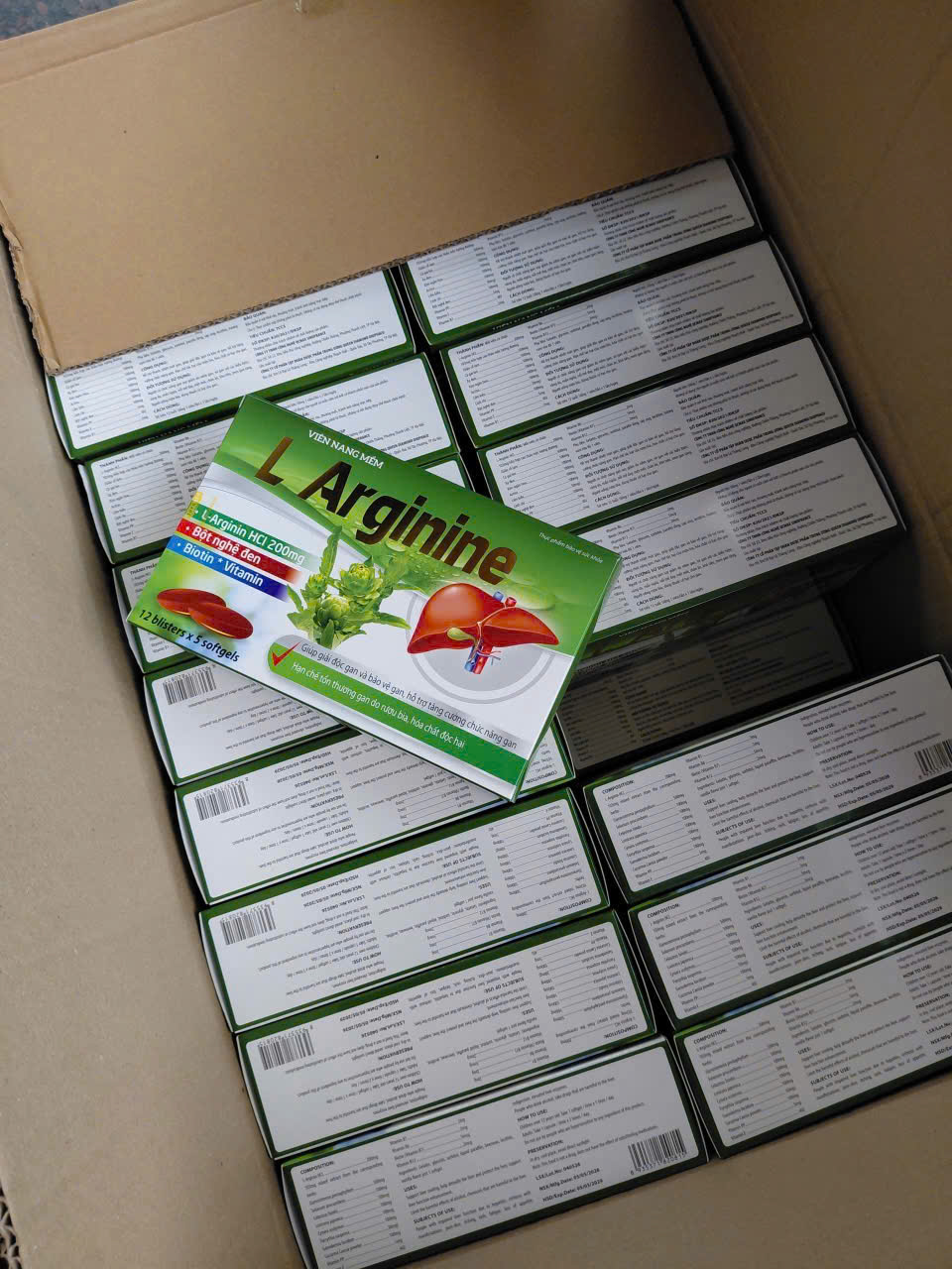 (Mua Sỉ Liên Hệ Zalo) Viên uống bổ gan L Arginine Hộp Xanh giúp thanh nhiệt, giải độc gan hộp 60 viên