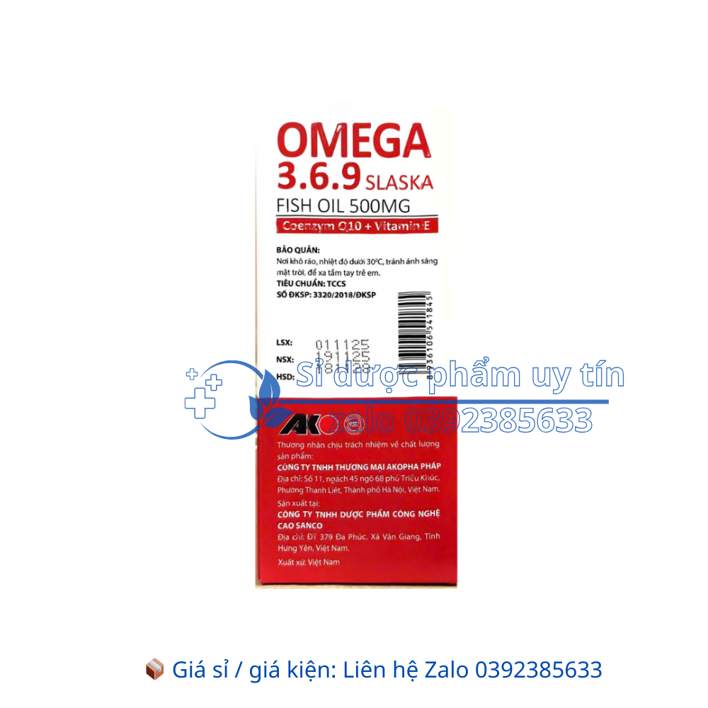 Viên uống Omega 3.6.9 Slaska Fish Oil 500mg giúp tăng cường thị lực, tốt cho tim mạch hộp 60 viên