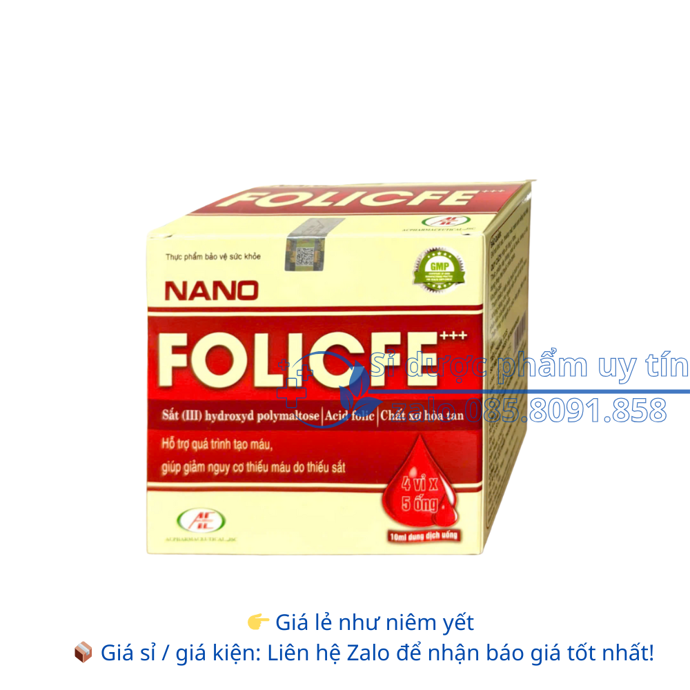 Siro Nano Folicfe +++ giúp bổ sung sắt và acid folic hộp 20 ống