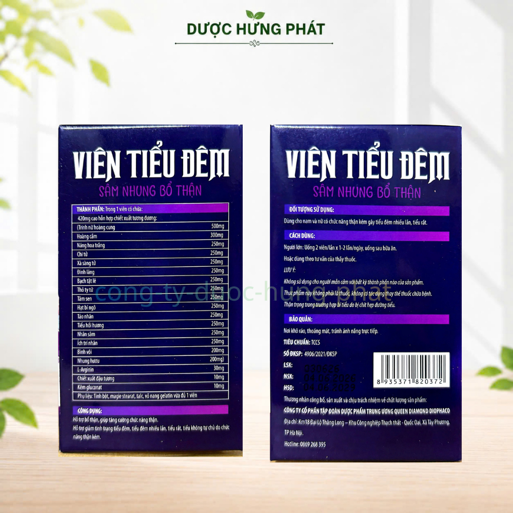 VIên Tiểu Đêm Sâm Nhung Bổ Thận giúp bổ thận, giúp tăng cường chức năng thận hộp 30 viên