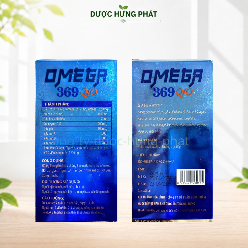 Viên uống Omega 369 Q10 giúp giảm triệu chứng khô mắt, mỏi mắt, nhìn mờ hộp 60 viên