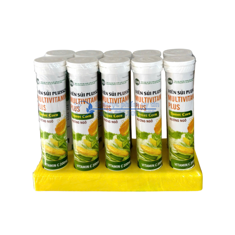 Viên Sủi Plusszs Multivitamin Plus Hương Ngô giúp thanh nhiệt, mát gan lốc 10 tuýp x 20 viên