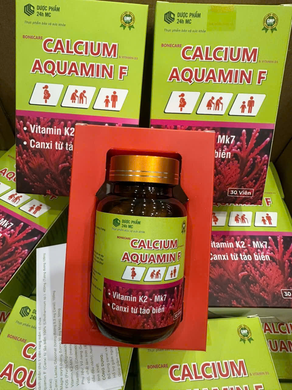 (Mua Sỉ Liên Hệ Zalo) Viên uống bổ cung canxi Bonecare Calcium & Vitamin D3 Aquamin F giúp hỗ trợ xương và răng chắc khỏe hộp 30 viên