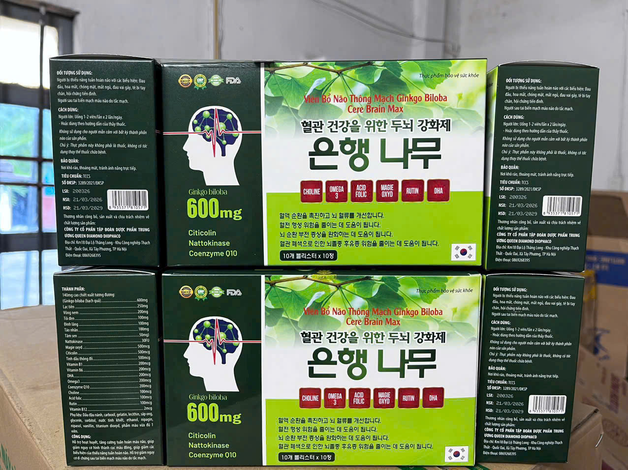 (Mua Sỉ Liên Hệ Zalo) Viên uống Bổ Não thông mạch Ginkgo Biloba Cere Brain Max Hộp Xanh Trắng giúp hoạt huyết, tăng cường lưu thông máu hộp 100 viên