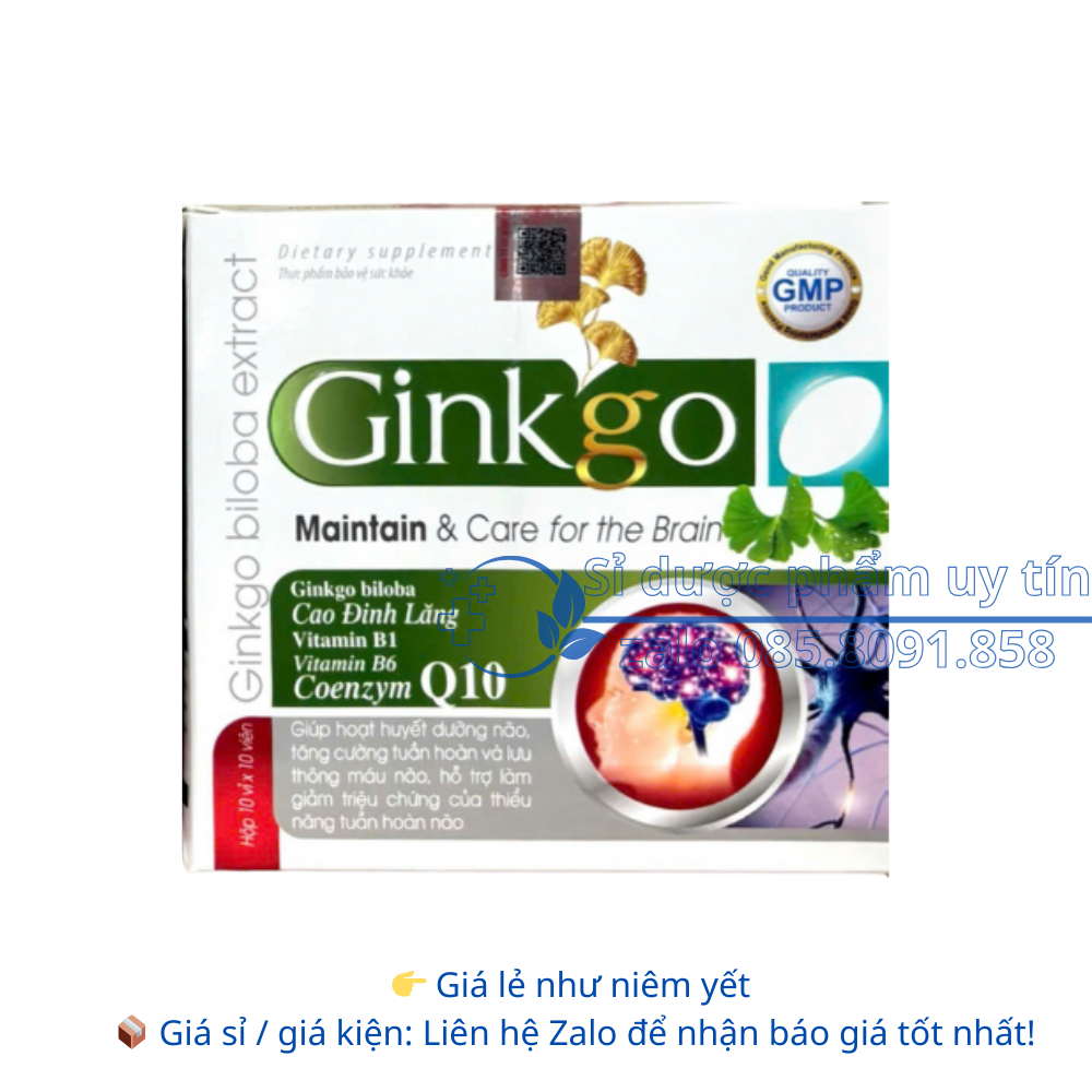 Viên uống Bổ não Ginkgo giúp hoạt huyết dưỡng não, tăng cường tuần hoàn và lưu thông máu não hộp 100 viên
