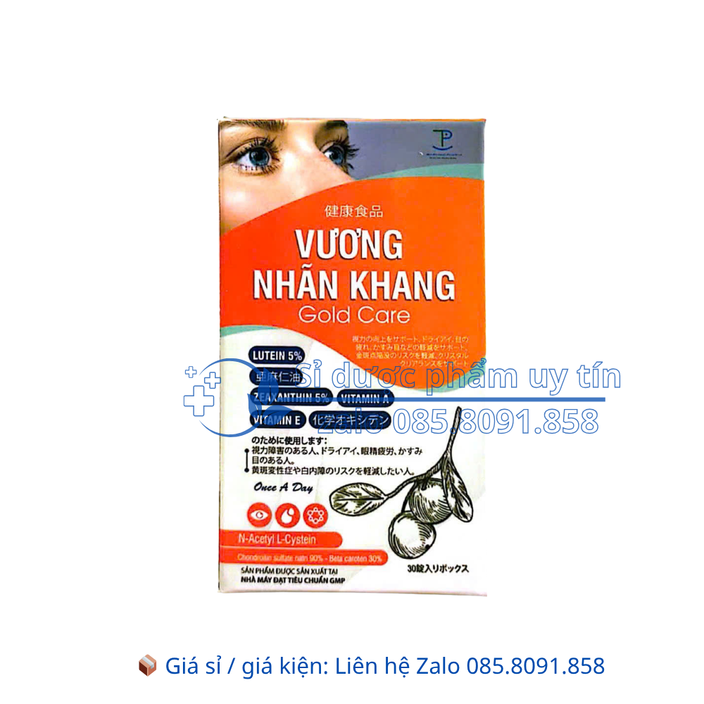 Viên uống Vương Nhãn Khang Gold Care giúp tăng cường thị lực, hỗ trợ giảm khô mắt, mỏi mắt, nhìn mờ hộp 30 viên