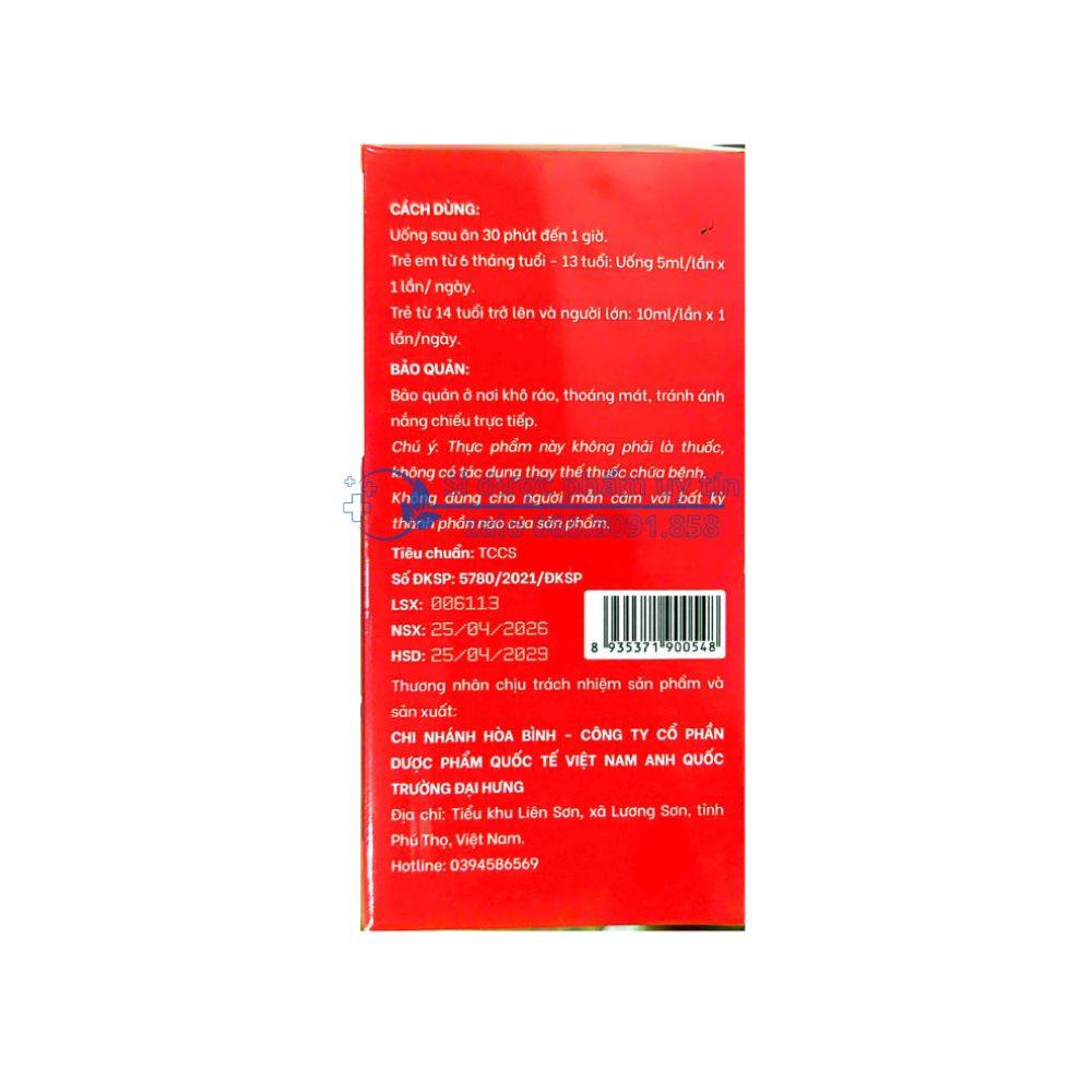 Siro Bổ Máu Hemopolyn giúp bổ sung sắt và acid folic cho cơ thể, hỗ trợ quá trình tạo hồng cầu hộp 20 ống