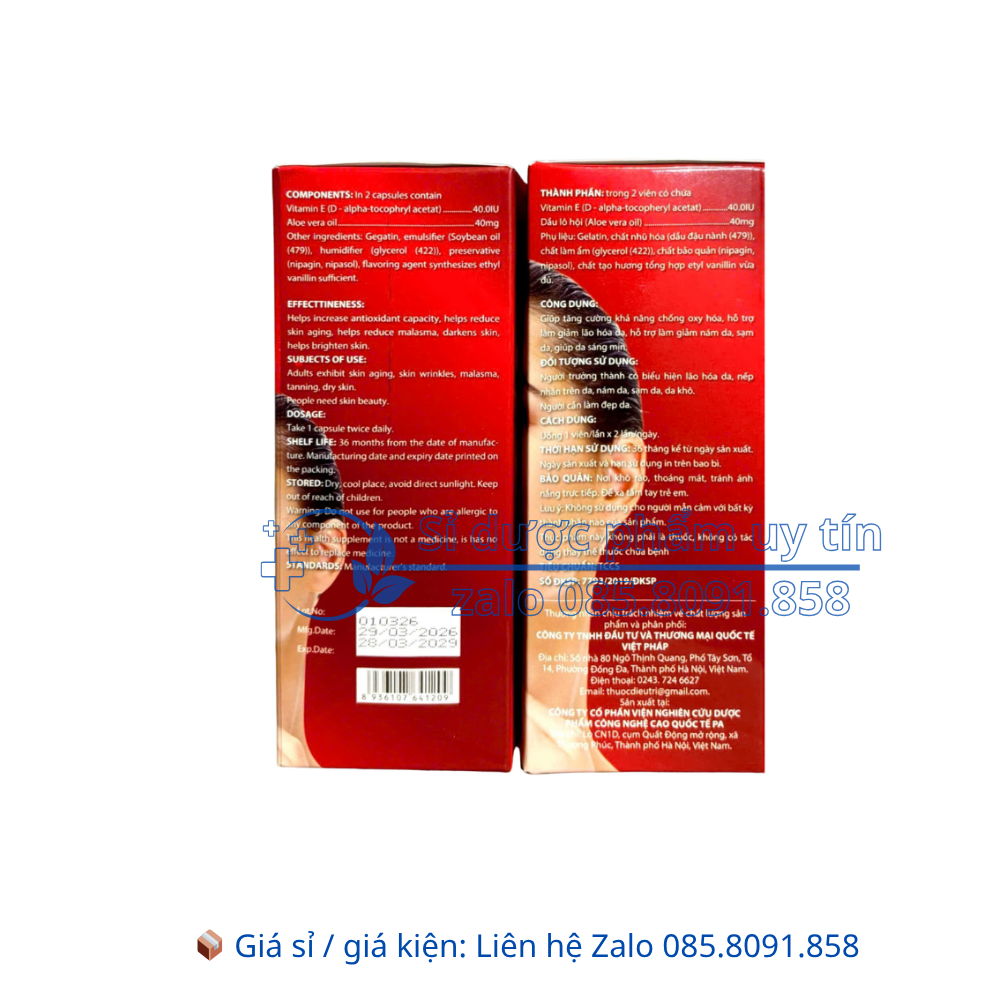 Viên uống đẹp da E Natural giúp da sáng mịn, giảm lão hóa da, nám da, sạm da hộp 30 viên
