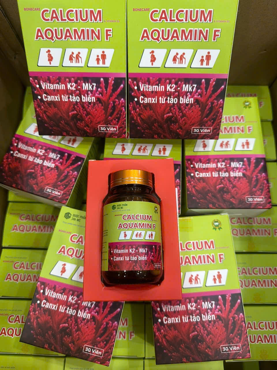 (Mua Sỉ Liên Hệ Zalo) Viên uống bổ cung canxi Bonecare Calcium & Vitamin D3 Aquamin F giúp hỗ trợ xương và răng chắc khỏe hộp 30 viên