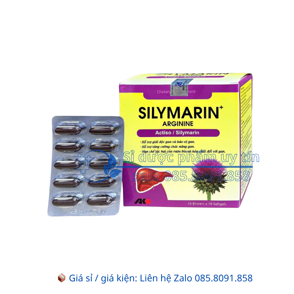 Viên uống bổ gan Silymarin Arginine giúp giải độc gan và bảo vệ gan, hỗ trợ tăng cường chức năng gan hộp 100 viên