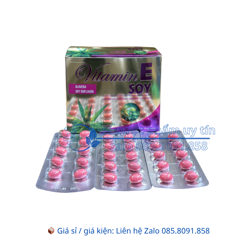 Viên uống Vitamin E Soy giúp hạn chế lão hóa da, giúp da sáng mịn, giảm nám, tàn nhang hộp 100 viên
