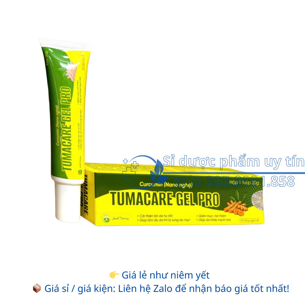 Kem bôi da Curcumin Nano Nghệ Tumacare Gel Pro giúp giảm mụn, làm mờ các vết thâm do mụn hộp 20g