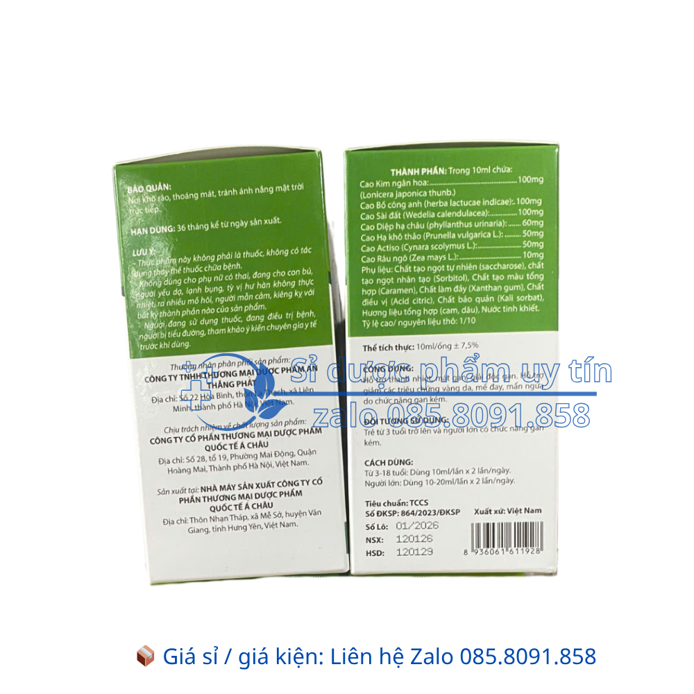 Siro Mát Gan AC giúp thanh nhiệt, mát gan, giải độc gan hộp 20 ống