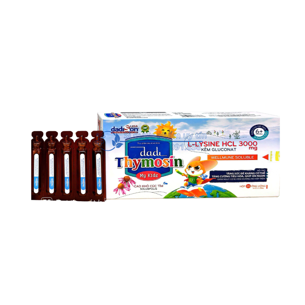 Siro dadi Thymosin My Kids giúp tăng sức đề kháng cơ thể, tăng cường tiêu hóa, giúp ăn ngon hộp 20 ống