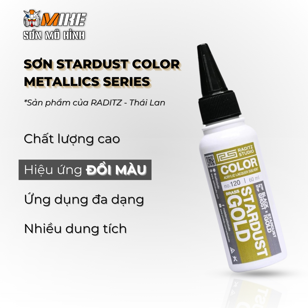Sơn Kim Loại Đổi Màu Raditz Stardust Color Metallics Series 50ml, 60ml, 120ml, Sơn Pha Sẵn Bền Màu, Nhanh Khô Vượt Trội