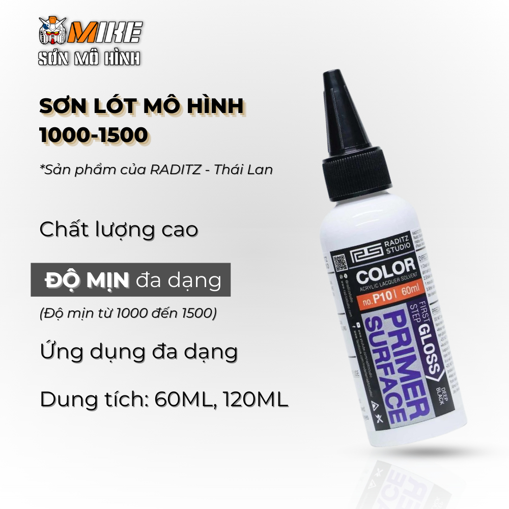 Sơn lót mô hình Raditz Studio 1000-1500 pha sẵn 60ml,120ml dùng trực tiếp không cần Thinner tạo bề mặt mịn, độ bám cao