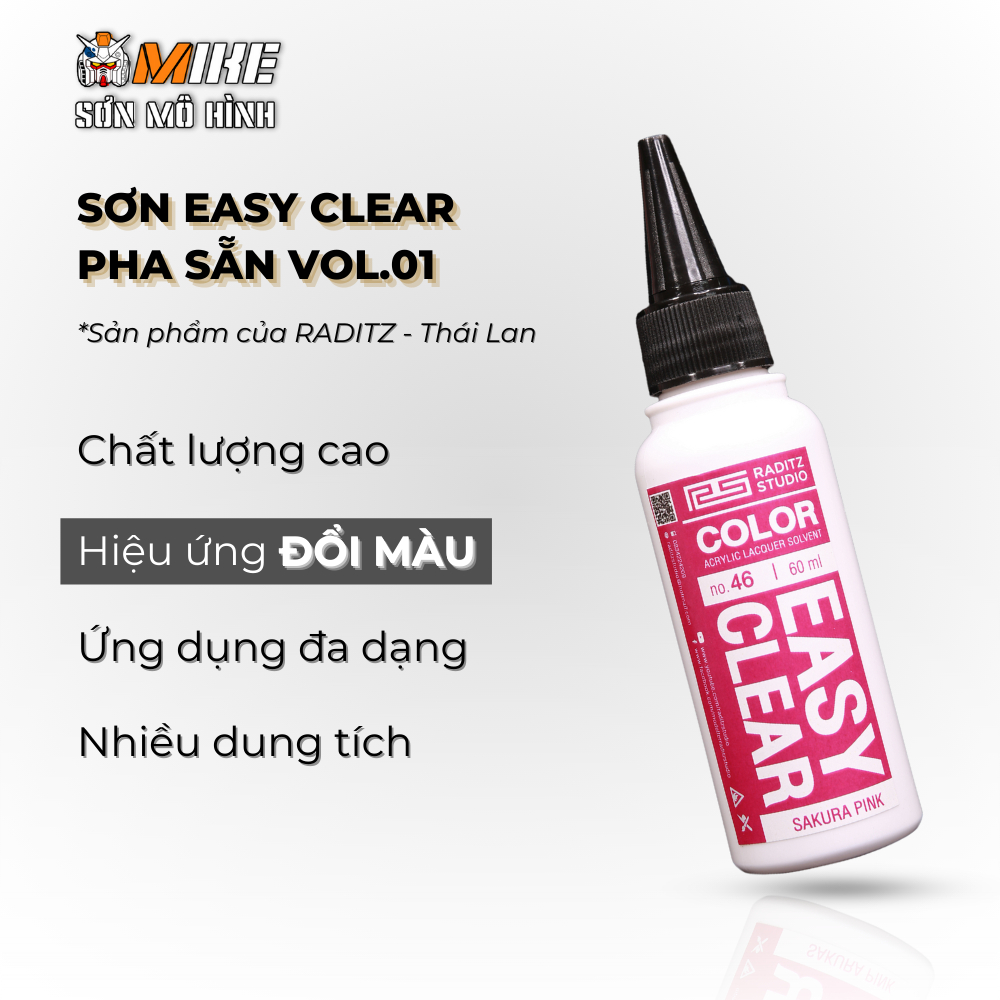 Sơn mô hình Clear Trong Suốt Raditz Studio pha sẵn dung tích 60ml bền màu, lên màu chuẩn, khô nhanh, dễ sử dụng