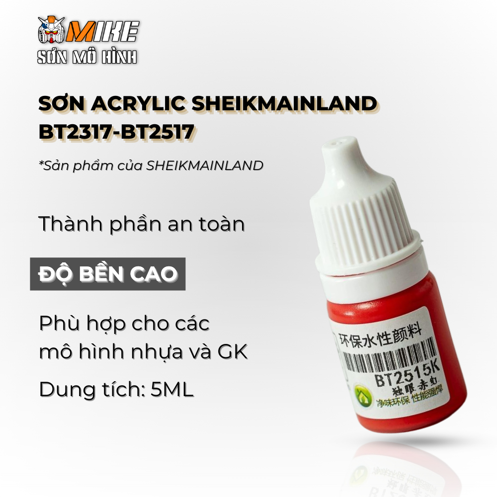 SƠN CỌ Acrylic SHEIKMAINLAND 5ml Series 2317-2517, Sơn Pha Sẵn Gốc Nước, Chất Lượng Cao, Khô Nhanh, Bền, Chống Xước