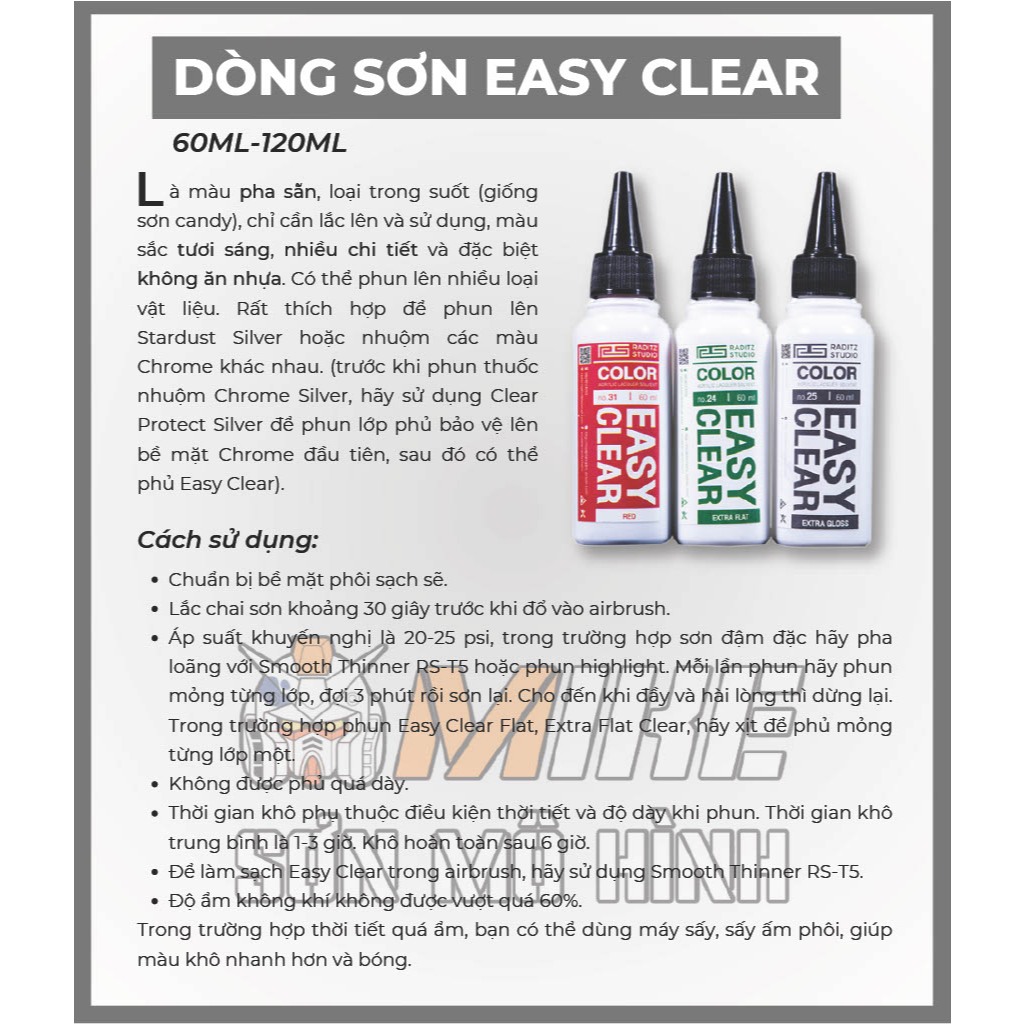 Sơn mô hình Clear Trong Suốt Raditz Studio pha sẵn dung tích 60ml bền màu, lên màu chuẩn, khô nhanh, dễ sử dụng