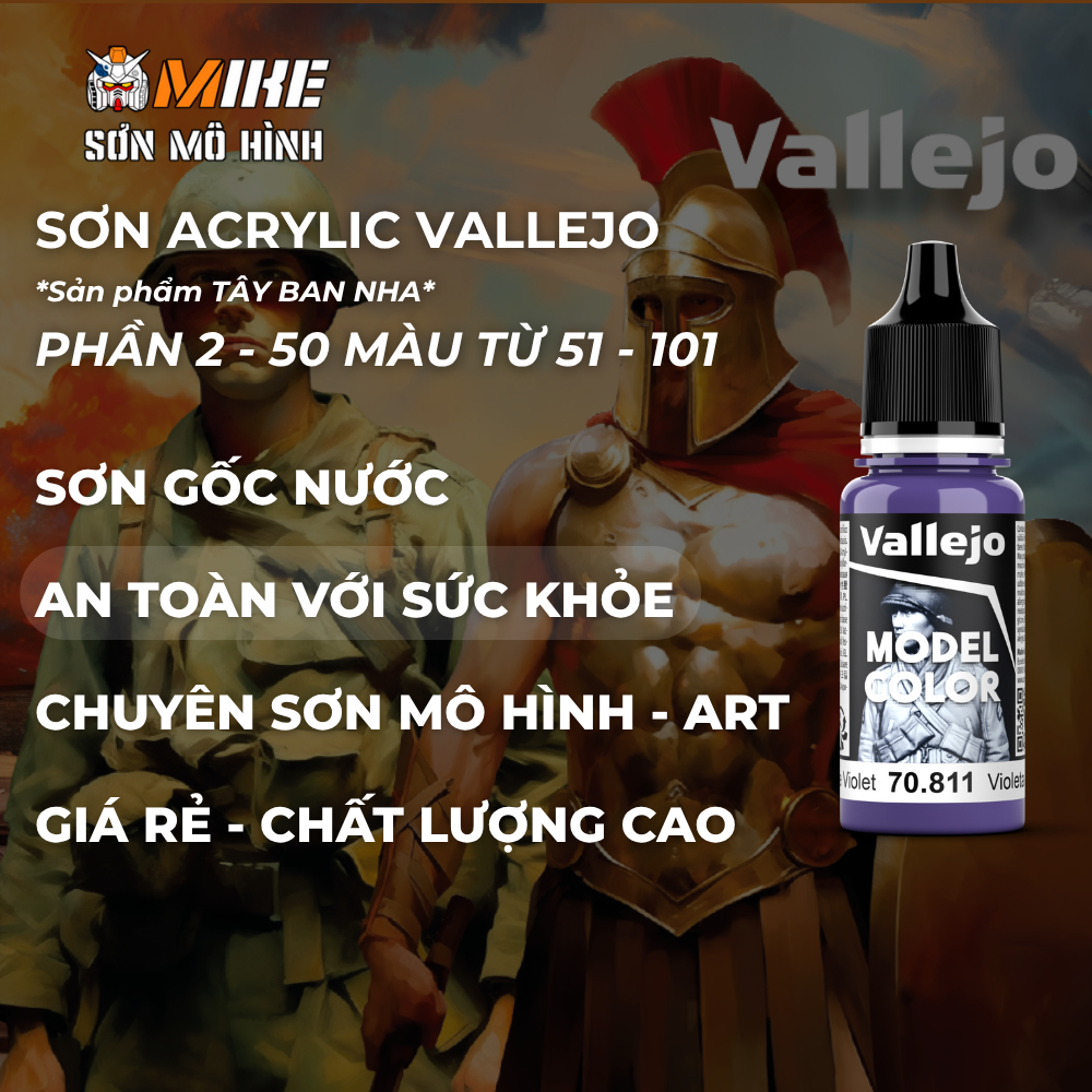 Sơn VALLEJO 51-101 gốc nước ACRYLIC Model Color 18 ml thân thiện môi trường cọ, airbrush, mô hình gundam