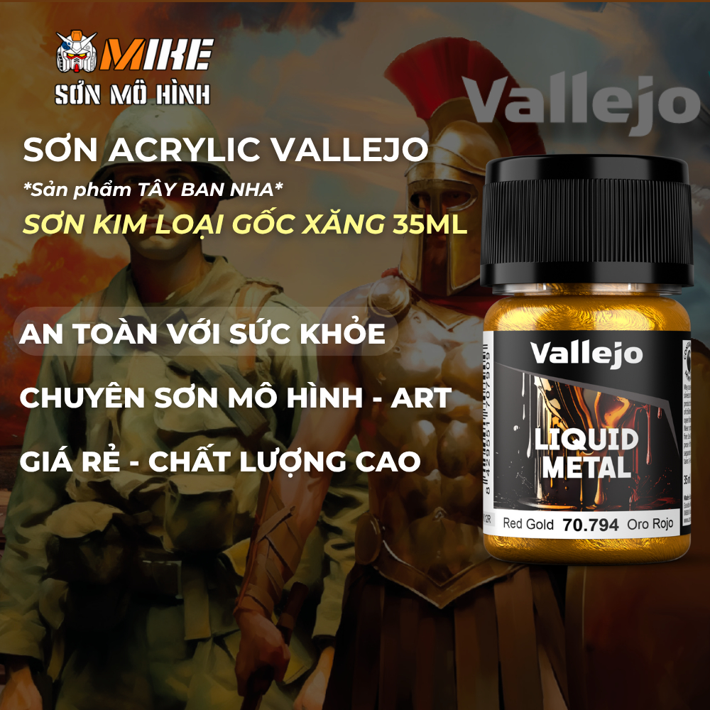 Sơn VALLEJO gốc lacquer Kim Loại 35 ml thân thiện môi trường cọ, airbrush, mô hình gundam