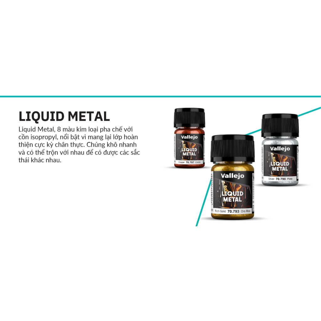 Sơn VALLEJO gốc lacquer Kim Loại 35 ml thân thiện môi trường cọ, airbrush, mô hình gundam