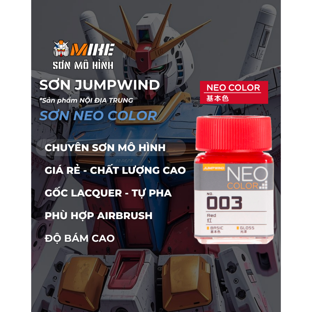SƠN MÔ HÌNH JUMPWIND - MÀU NEO COLOR 18ml EM01~EM16 - CHUYÊN DỤNG CHO GUNDAM, FIGURE MIKE SƠN MÔ HÌNH
