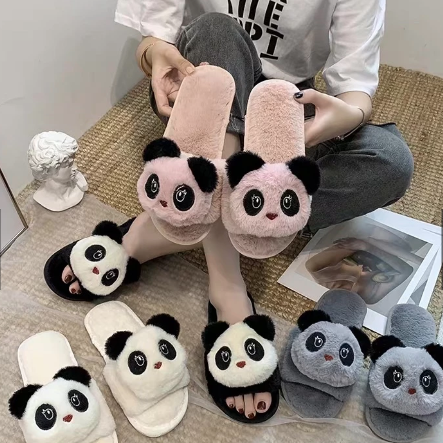 Dép đi trong nhà dép lông đầu gấu dễ thương
